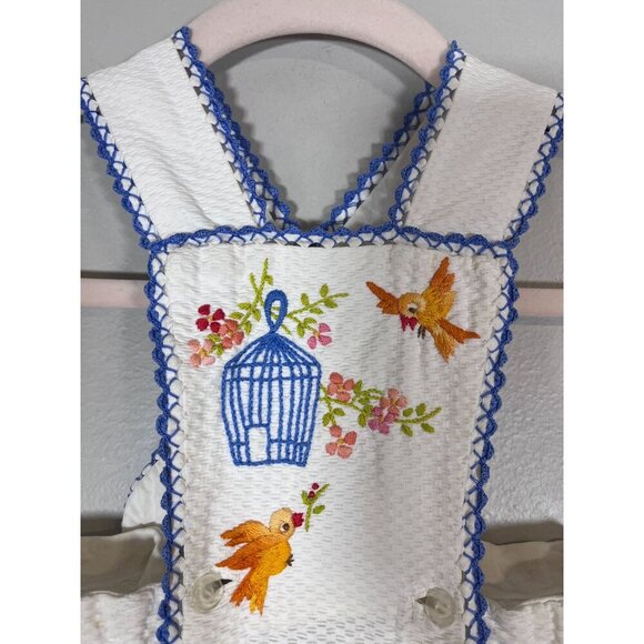 Vintage Handmade Baby Sunsuit White Floral Retro 70s Ladybug Cottagecore - Picture 10 of 15